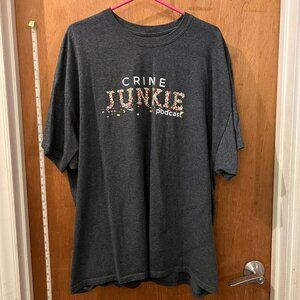 Size 3XL - Crime Junkie Podcast - Gray Short Sleeve Promotional T-Shirt